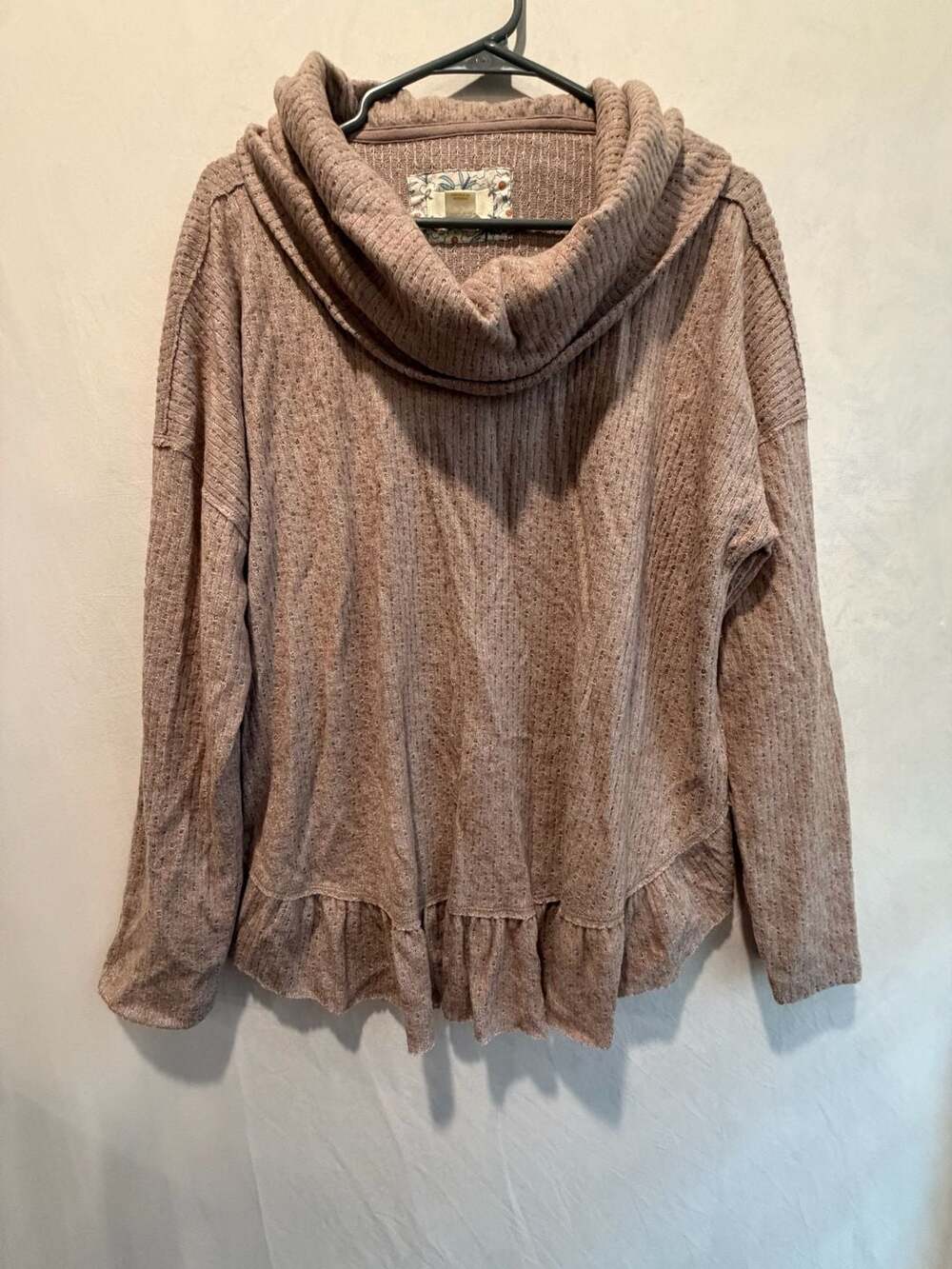 Anthropologie Maeve Addie Ruffled Hacci Cowl Neck Sweater Size Large